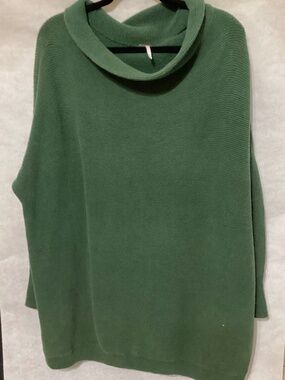 Free People Large L Ottoman Slouchy Tunic Sweater Oversized Emerald Green